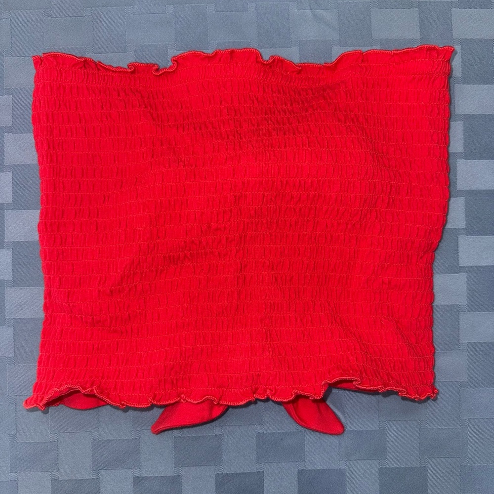 Red Smocked Tube Top